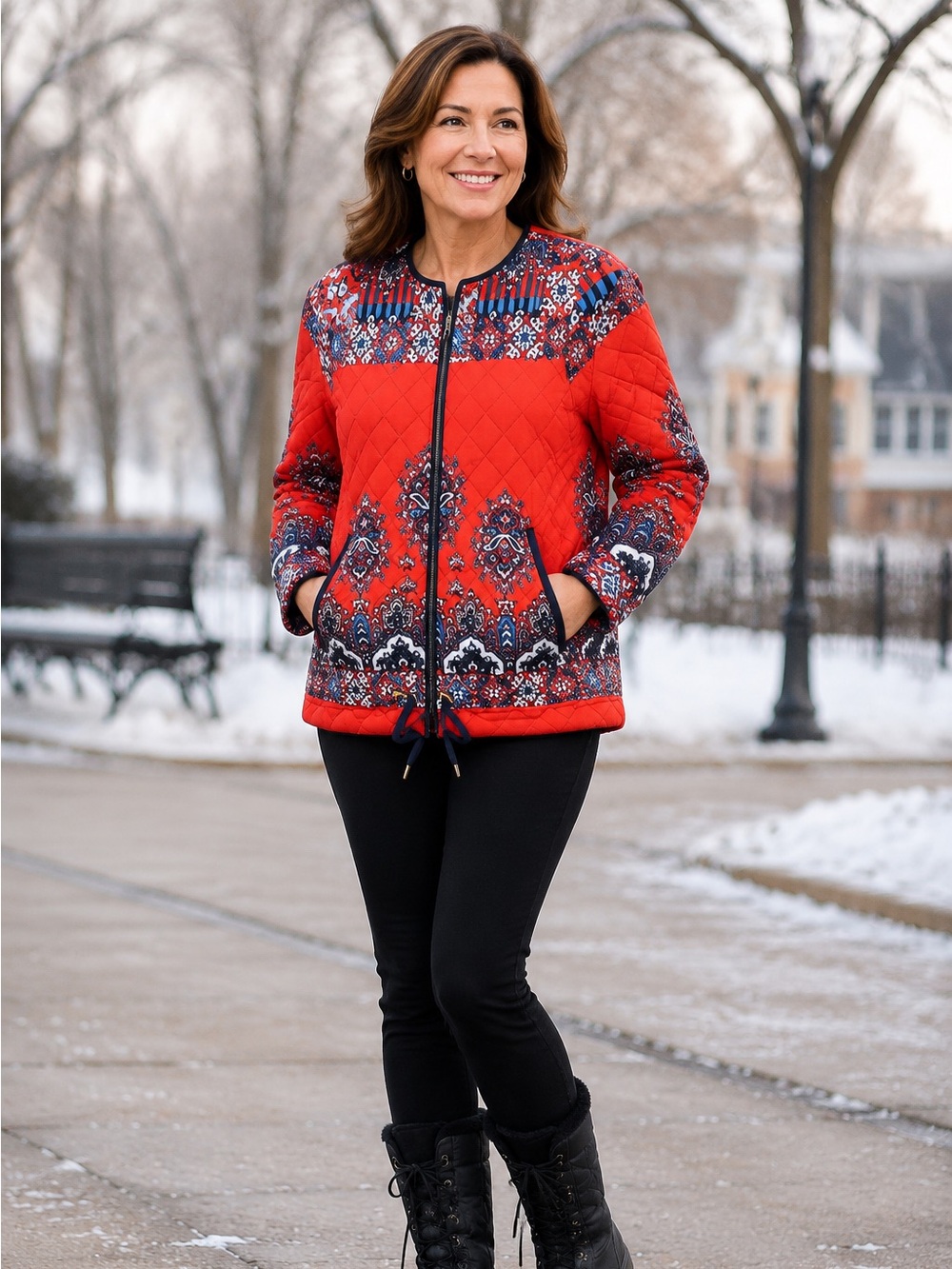 Ruby Rd. Quilted Red Paisley Jacket